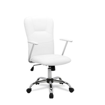 Silla De Oficina Con Asiento En Símil Piel Color Blanco. Modelo Magali