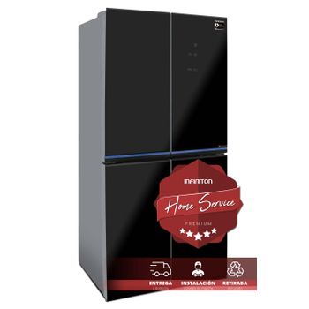 Frigorifico Combi Americano Amcb-496bc Crystal Infiniton (Inverter, Negro, Alto 185cm, No Frost Total) Instalacion Incluida