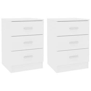 Pack 2 Uds Mesitas De Noche, Mesilla, Cajonera Madera Contrachapada Blanco 38x35x56 Cm Cfw51290