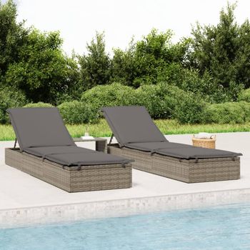 Tumbona De Jardín | Silla | Sillón Exterior 1 Ud Con Mesita Ratán Sintético Gris Cfw585038