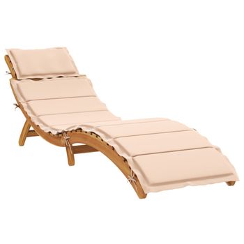 Tumbona De Jardín | Silla | Sillón Exterior Con Cojín Beige Madera Maciza De Acacia Cfw982783