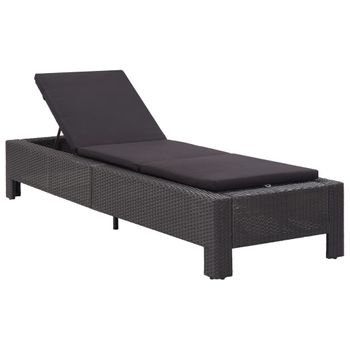 Tumbona De Jardín | Silla | Sillón Exterior Con Cojín De Ratán Sintético Negro Cfw443437