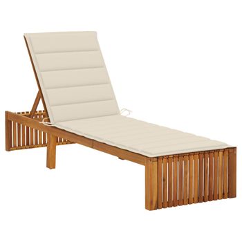 Tumbona De Jardín | Silla | Sillón Exterior Con Cojín Madera Maciza De Acacia Cfw437040