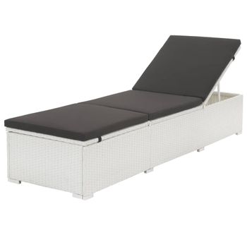 Tumbona De Jardín | Silla | Sillón Exterior Con Cojín Negro Ratán Sintético Blanco Cfw260555