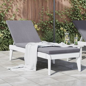 Tumbona De Jardín | Silla | Sillón Exterior Con Cojín Pp Blanco 186x60x29 Cm Cfw969460