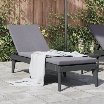 Tumbona De Jardín | Silla | Sillón Exterior Con Cojín Pp Gris Antracita 186x60x29 Cm Cfw298840