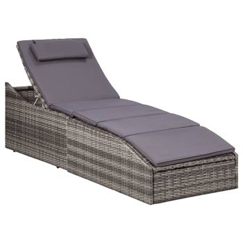 Tumbona De Jardín | Silla | Sillón Exterior Con Cojín Ratán Sintético Gris Cfw375379