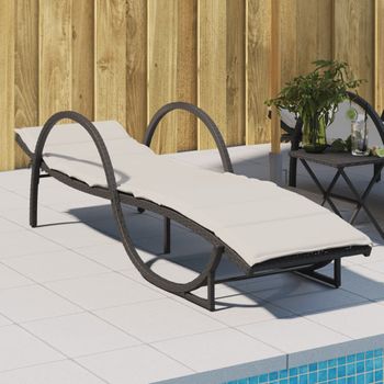 Tumbona De Jardín | Silla | Sillón Exterior Con Cojín Ratán Sintético Negro 60x199x42 Cm Cfw110454