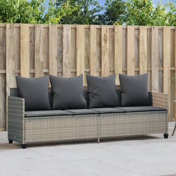 Tumbona De Jardín | Silla | Sillón Exterior Con Cojines Ratán Sintético Gris Claro Cfw556558