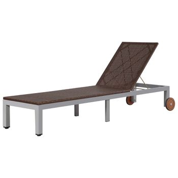 Tumbona De Jardín | Silla | Sillón Exterior Con Ruedas Ratán Sintético Marrón Cfw251400