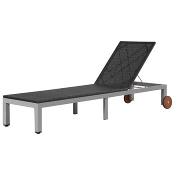 Tumbona De Jardín | Silla | Sillón Exterior Con Ruedas Ratán Sintético Negro Cfw628235