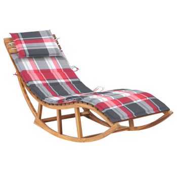 Tumbona De Jardín | Silla | Sillón Exterior Mecedora Con Cojín Madera Maciza De Teca Cfw556785