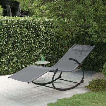 Tumbona De Jardín | Silla | Sillón Exterior Mecedora De Acero Y Textilene Gris Cfw751043