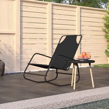 Tumbona De Jardín | Silla | Sillón Exterior Mecedora De Acero Y Textilene Negro Cfw165255