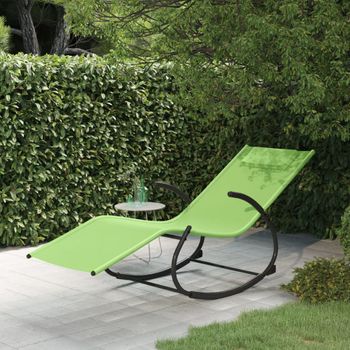 Tumbona De Jardín | Silla | Sillón Exterior Mecedora De Acero Y Textileno Verde Cfw130811