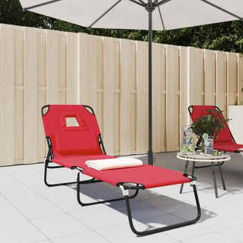 Tumbona De Jardín | Silla | Sillón Exterior Plegable Acero Recubrimiento En Polvo Tela Oxford Rojo Cfw883437