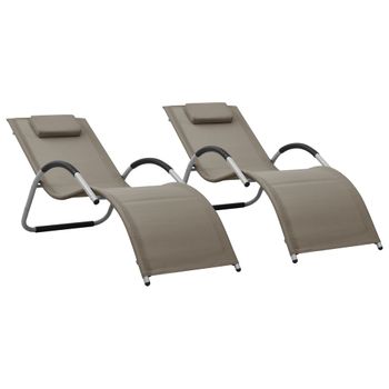 Pack 2 Uds Tumbonas De Jardín | Silla | Sillón Exterior Textilene Gris Taupe Y Gris Cfw308258