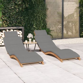 Pack 2 Uds Tumbonas De Jardín | Silla | Sillón Exterior Con Cojines Madera Maciza De Teca Cfw106476