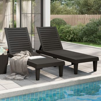 Pack 2 Uds Tumbonas De Jardín | Silla | Sillón Exterior De Polipropileno Negro 155x58x83 Cm Cfw277507