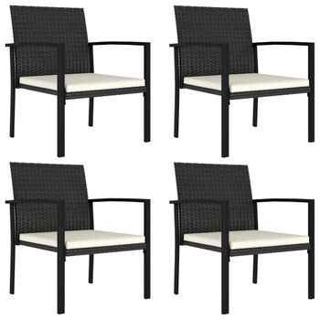 Pack 4 Uds Sillas De Comedor De Jardín | Silla De Exterior | Sillón Ratán Sintético Negro Cfw599614