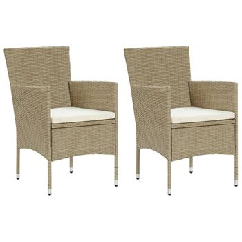 Pack 2 Uds Sillas De Jardín | Silla De Exterior | Sillón Ratán Sintético Beige Cfw599600