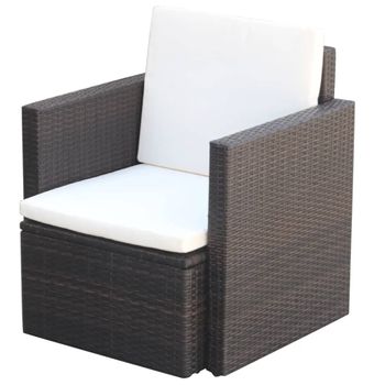 Sillas De Jardín | Silla De Exterior | Sillón Con Cojines Ratán Sintético Marrón Cfw601073