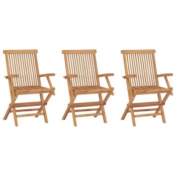 Pack 3 Uds Sillas De Jardín | Silla De Exterior | Sillón Plegables Madera Maciza De Teca Cfw599540