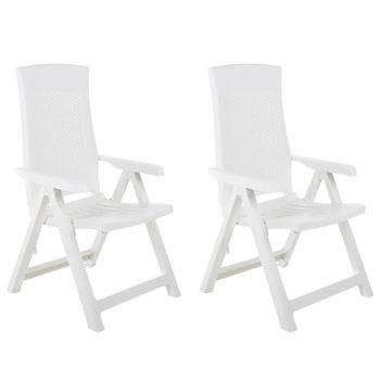 Pack 2 Uds Sillas De Jardín | Silla De Exterior | Sillón Reclinables Plástico Blanco Cfw599680