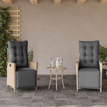 Pack 2 Uds Sillón Reclinable Jardín | Silla De Jardín | Silla De Exterior Reposapiés Sillónratán Pe Beige Mezcla Cfw59909