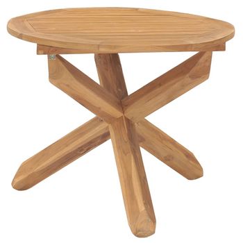 Mesa De Comedor De Jardín | Mesa De Exterior Madera Maciza De Teca Ø90x75 Cm Cfw34127