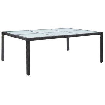 Mesa De Comedor De Jardín | Mesa De Exterior Negro 200x150x74 Cm Ratán Sintético Cfw78522