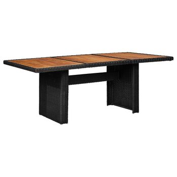 Mesa De Comedor De Jardín | Mesa De Exterior Ratán Sintético Negro 200x100x74 Cm Cfw76474