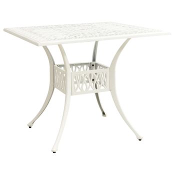 Mesa De Jardín | Mesa De Exterior Aluminio Fundido Blanco 90x90x73 Cm Cfw65616