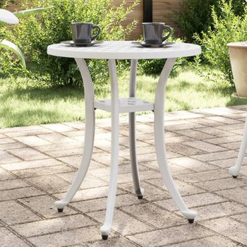 Mesa De Jardín | Mesa De Exterior Aluminio Fundido Blanco Ø48x53 Cm Cfw51297