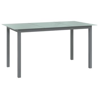 Mesa De Jardín | Mesa De Exterior De Aluminio Y Vidrio Gris Claro 150x90x74 Cm Cfw92892