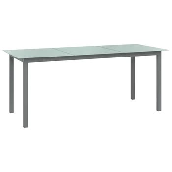 Mesa De Jardín | Mesa De Exterior De Aluminio Y Vidrio Gris Claro 190x90x74 Cm Cfw22783