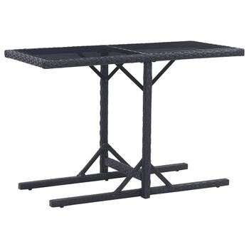 Mesa De Jardín | Mesa De Exterior De Vidrio Y Ratán Sintético Negro 110x53x72 Cm Cfw65329