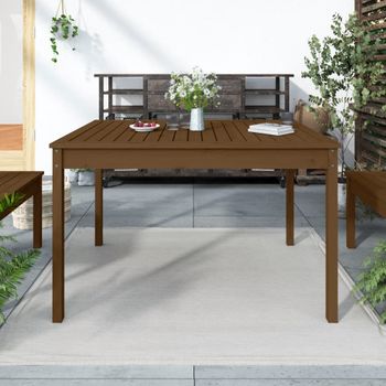 Mesa De Jardín | Mesa De Exterior Madera Maciza Pino Marrón Miel 121x82,5x76 Cm Cfw59725