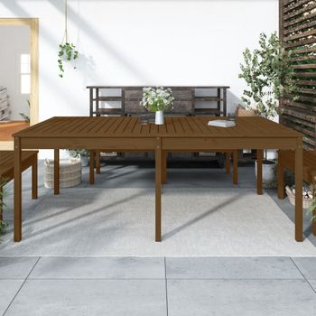 Mesa De Jardín | Mesa De Exterior Madera Maciza Pino Marrón Miel 203,5x100x76 Cm Cfw47646