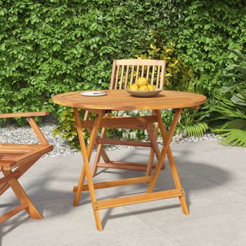 Mesa De Jardín | Mesa De Exterior Plegable Madera Maciza De Acacia Ø 90x75 Cm Cfw15177