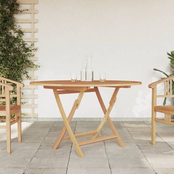 Mesa De Jardín | Mesa De Exterior Plegable Madera Maciza De Teca Ø 110x75 Cm Cfw12294