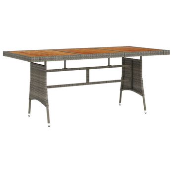 Mesa De Jardín | Mesa De Exterior Ratán Pe Y Acacia Maciza Gris 160x70x72 Cm Cfw89450