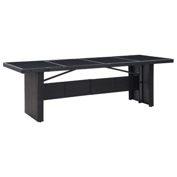 Mesa De Jardín | Mesa De Exterior Ratán Sintético Y Vidrio Negro 240x90x74 Cm Cfw40558