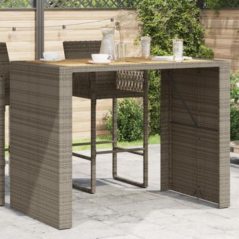 Mesa De Jardín | Mesa De Exterior Superficie De Madera Ratán Pe Gris 145x80x110 Cm Cfw33744