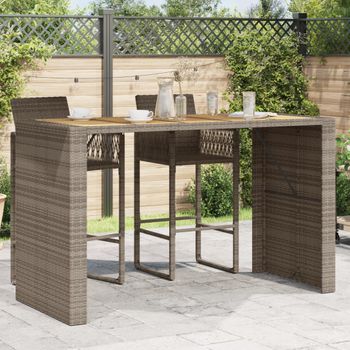 Mesa De Jardín | Mesa De Exterior Superficie De Madera Ratán Pe Gris 185x80x110 Cm Cfw73002