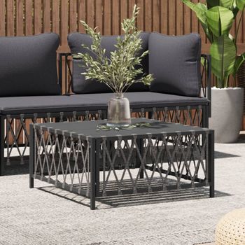 Mesa De Jardín | Mesa De Exterior Tela Tejida Gris Antracita 70x70x34 Cm Cfw62576