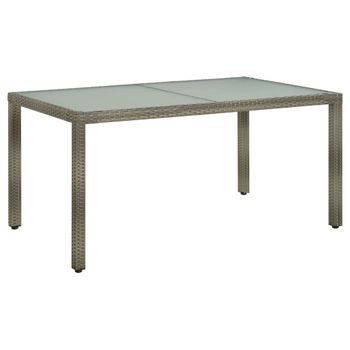 Mesa De Jardín | Mesa De Exterior Vidrio Templado Ratán Sintético Gris 150x90x75cm Cfw82968