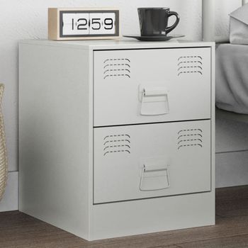 Mesita De Noche | Mesa Auxiliar | Mesilla Acero Blanco 34,5x39x44 Cm Cfw93872