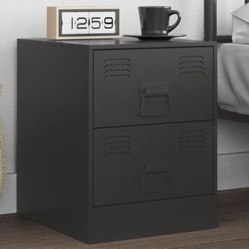 Mesita De Noche | Mesa Auxiliar | Mesilla Acero Negra 34,5x39x44 Cm Cfw69034