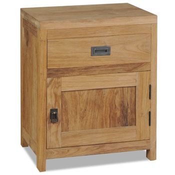 Mesita De Noche | Mesa Auxiliar | Mesilla De Madera De Teca Maciza 40x30x50 Cm Cfw34476